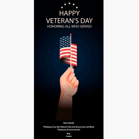 Veterans Day Flag Hand eCard